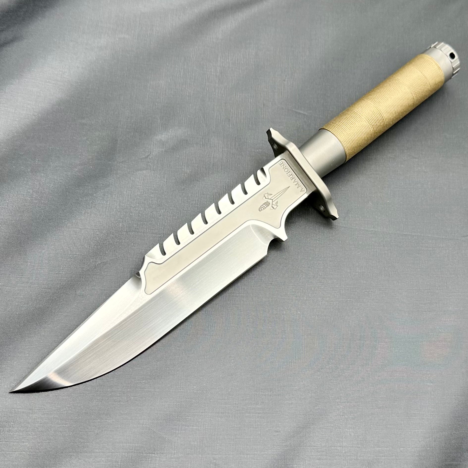 Marfione Custom Knives Interceptor Fixed Blade w/ Tan Wrap & Hand Sati