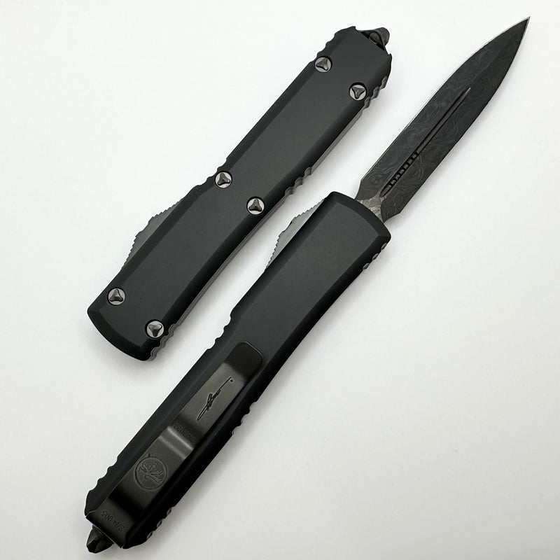 Microtech Ultratech DLC Damascus Pattern #1 Double Edge Shadow Signatu