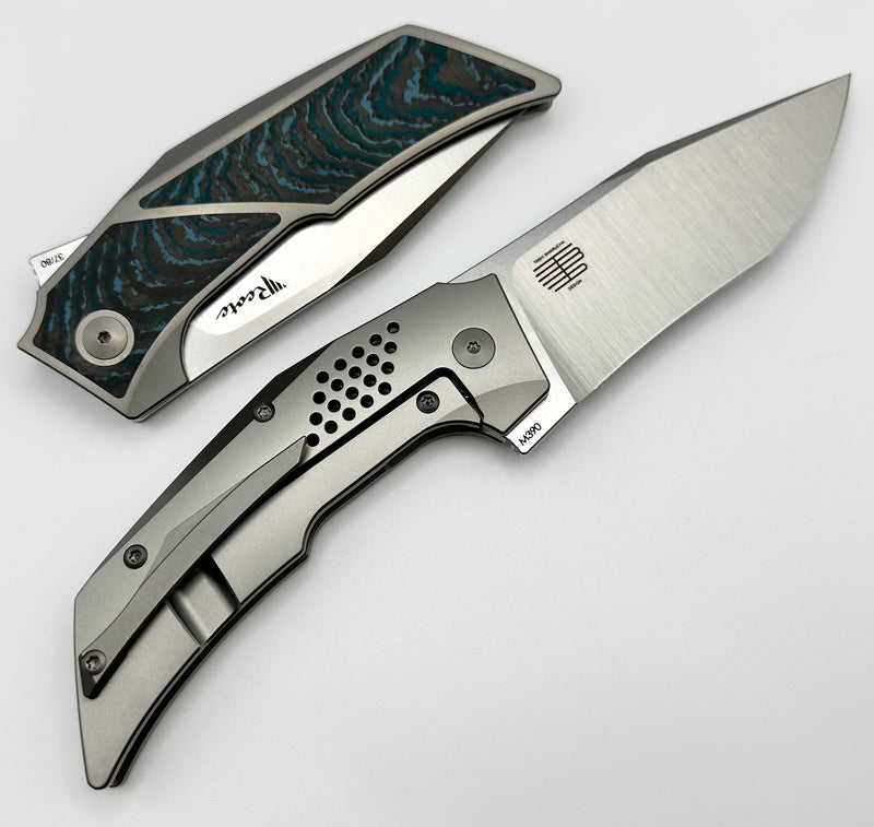Reate Knives T3500 Titanium w/ Crosscut Artic Storm Fat Carbon Inlay & M390