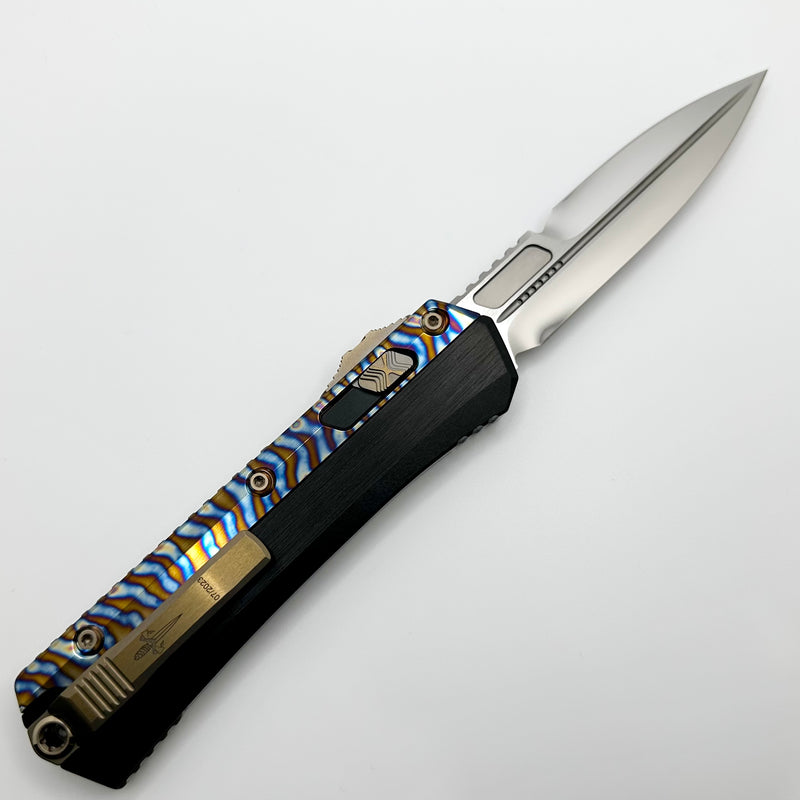 Marfione Custom Knives Glykon Mirror Polish w/ Hefted Black Aluminum Handle & Flamed Ti Overlays