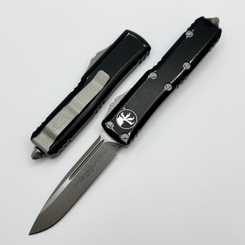 Microtech UTX-85 Single Edge Apocalyptic Standard & Distressed Black 231-10DBK