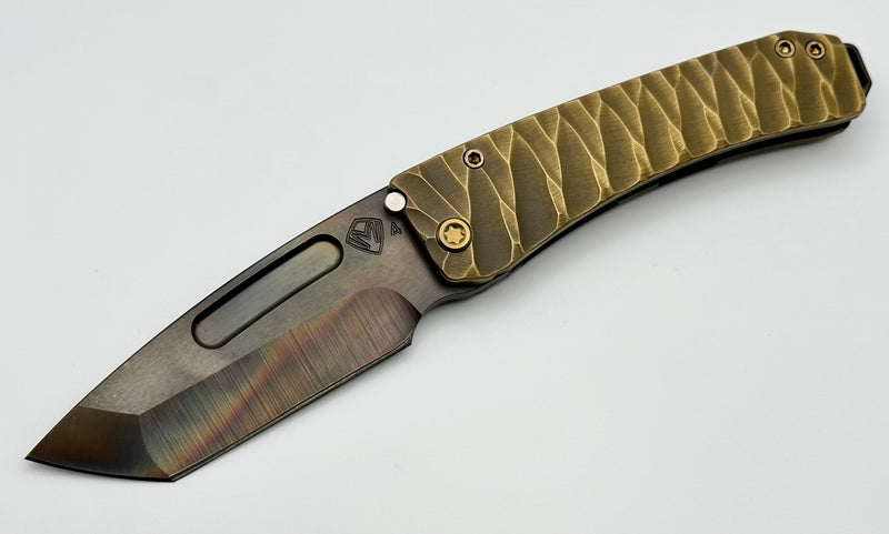 Medford Midi Marauder Vulcan S45 Tanto & Bead Blast Brush Bronze Predator Sculpted Handles w/ Bronze Hardware/Clip