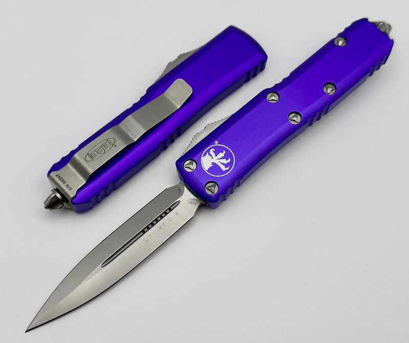 Microtech UTX-85 Double Edge Satin Standard & Purple 232-4PU