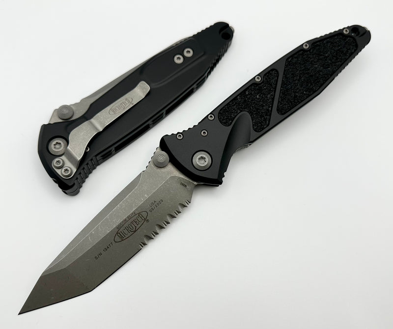 Microtech Socom Elite Manual Tanto Apocalyptic Partial Serrated & Black 161-11AP