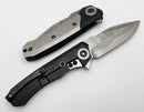 Heretic Knives Wraith V3 DLC Titanium w/ Vegas Forge Wood Grain San Mai Damascus Drop Point Blade & Inlay