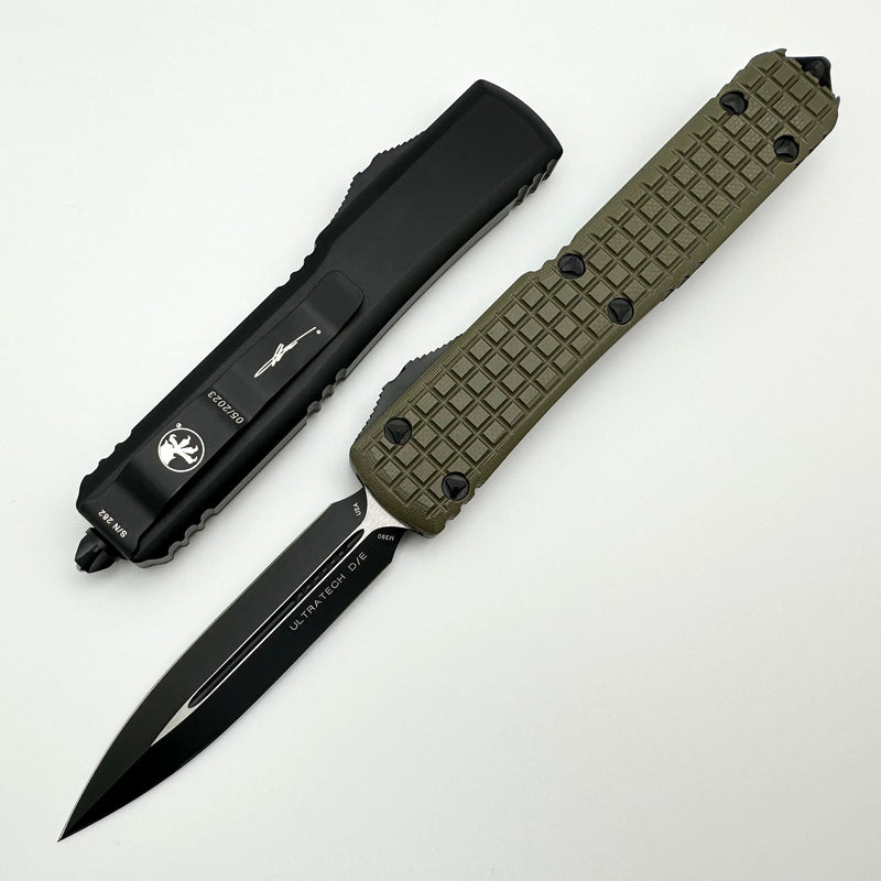 Microtech Ultratech OD Green Frag G-10 Top Tactical Standard & Double Edge Signature Series 122-1FRGTODS