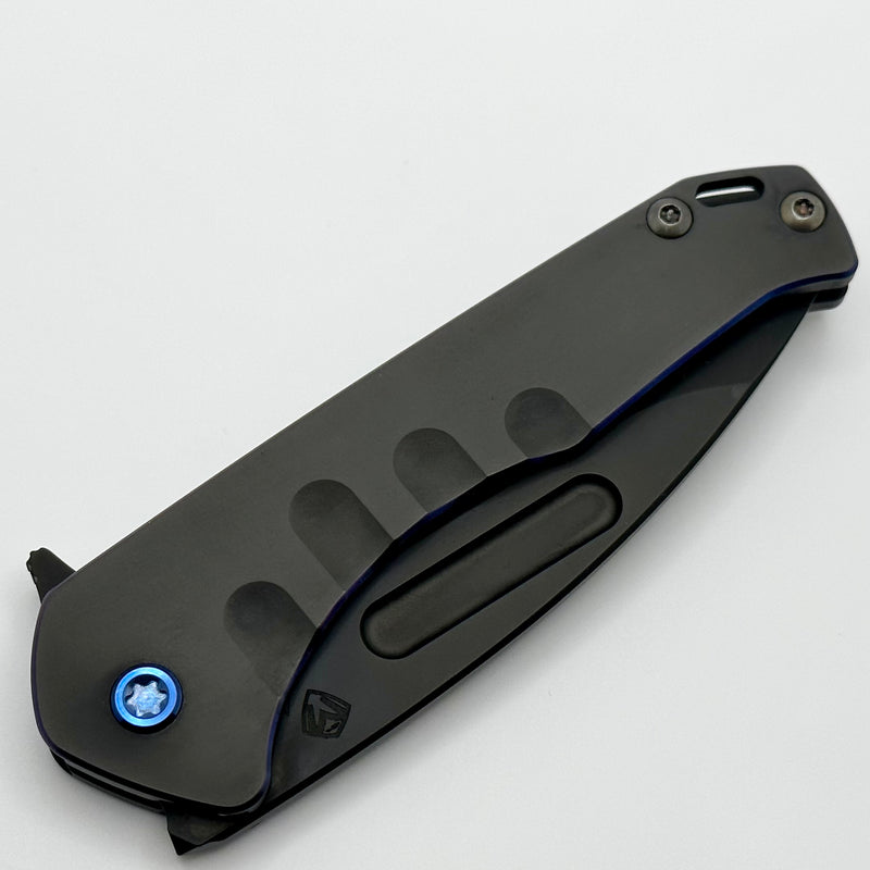 Medford Praetorian Slim Flipper S45VN PVD Drop Point & PVD Handles/Clip w/ Blue Hardware/Perimeters