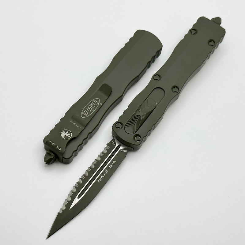 Microtech Dirac Cerakote OD Green Double Edge Full Serrated 225-3COD