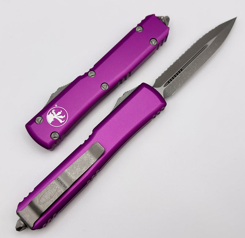 Microtech Ultratech D/E Apocalyptic Full Serrated & Violet 122-12APVI
