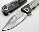 Heretic Knives Wraith V3 DLC Titanium w/ Vegas Forge Wood Grain San Mai Damascus Drop Point Blade & Inlay
