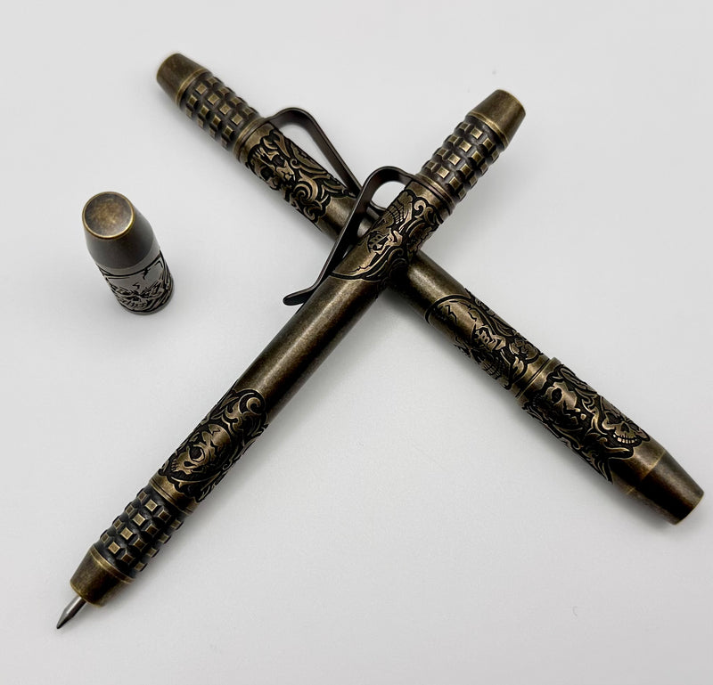 Borka Ti2Design TechLiner Grid Skulls Brass 5" Pen