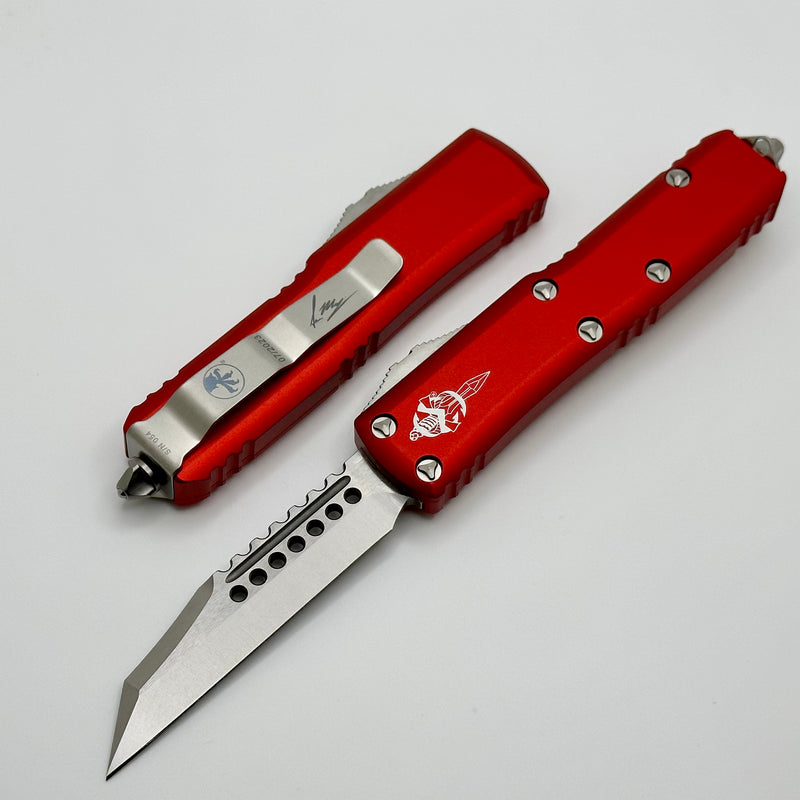 Microtech UTX-85 Warhound Stonewash Standard & Red Signature Series 719W-10RDS