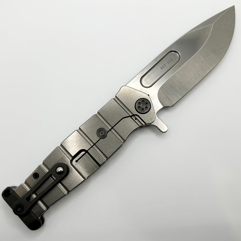 Medford Knife Fighter Flipper USMC Tumbled Handles w/ PVD Hardware/Clip/Pommel & Tumbled S45VN