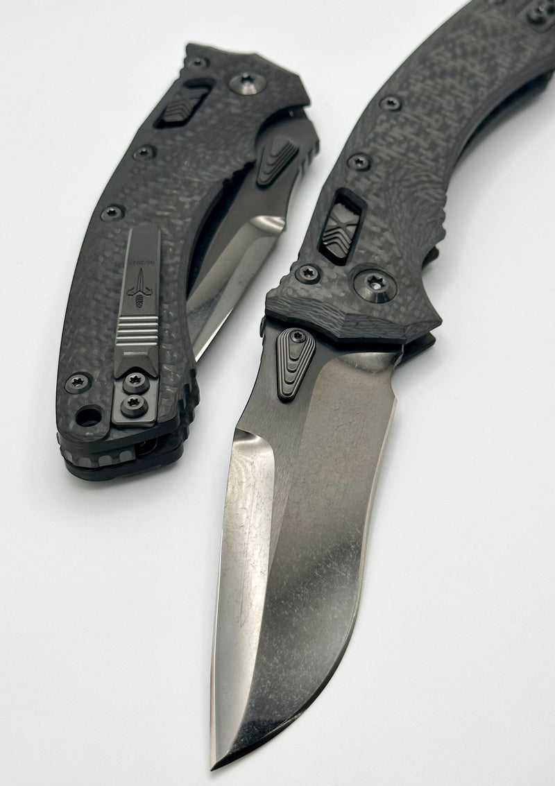 Marfione Custom Knives Amphibian RAM-LOK DLC Two Tone Stonewash M390 & Carbon Fiber Handles w/ DLC Two Tone Accents