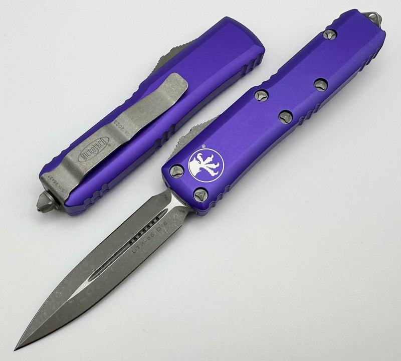 Microtech UTX-85 Double Edge Apocalyptic Standard & Purple 232-10APPU