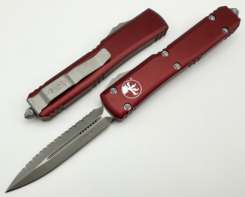 Microtech Ultratech D/E Apocalyptic Full Serrated & Merlot 122-12APMR