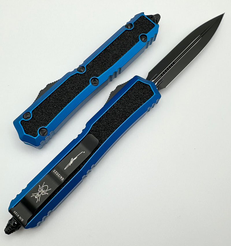 Microtech Makora Blue & Black Double Edge Signature Series 206-1BLS