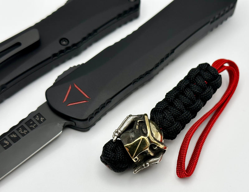 Heretic Knives Manticore E Black Predator w/ Red Reticle & Tanto MagnaCut & Silver/Brass Predator Bead H027-6A-PRED