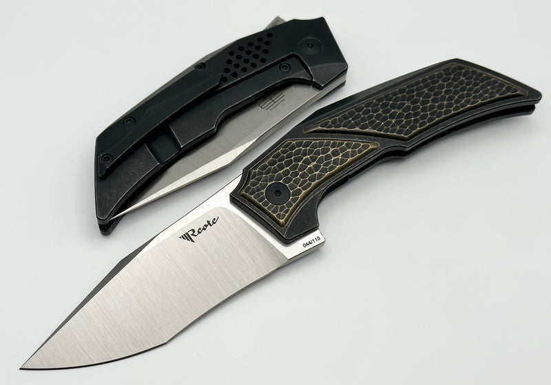 Reate Knives T3500 Black Stonewash Titanium w/ Brass Inlay & M390