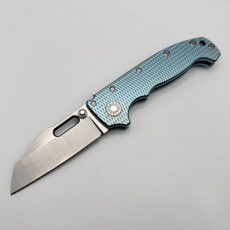 Demko Knives Hand Ground Custom AD20 MagnaCut & Artic Blue Textured Titanium