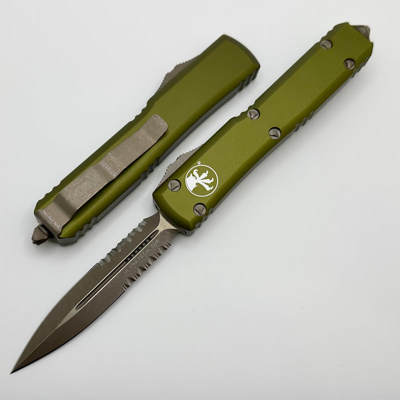 Microtech Ultratech w/ Double Edge Partial Serrated Bronze Apocalyptic & OD Green 122-14APOD