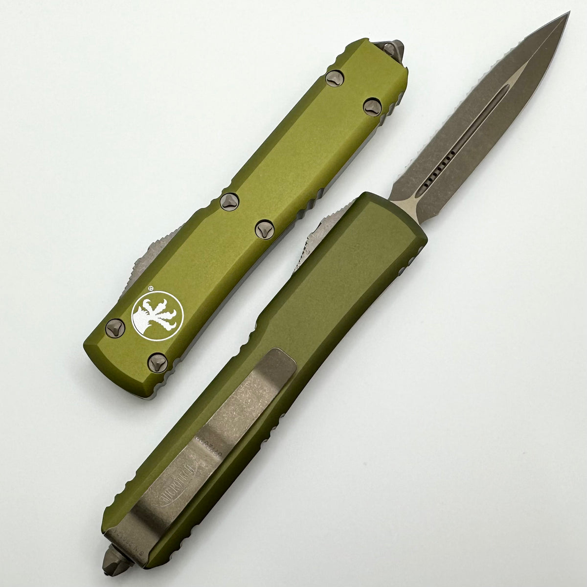 Microtech Ultratech w/ Double Edge Full Serrated Apocalyptic Bronze &