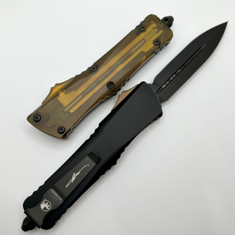 Microtech Combat Troodon Smooth Ultem Top/Button w/ DLC Double Edge 142-1DLCTULS