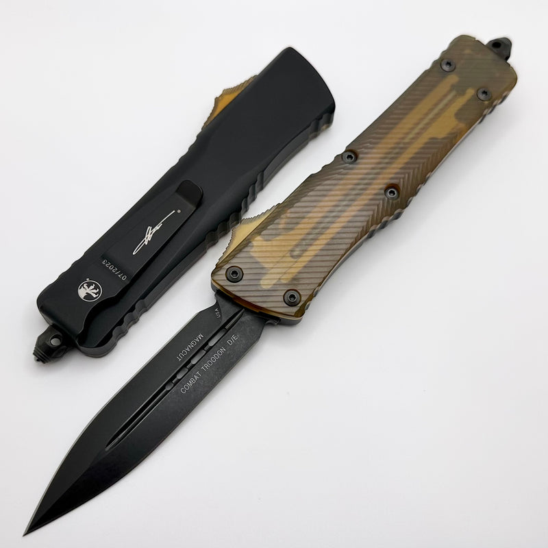 Microtech Combat Troodon Fluted Ultem Top/Button w/ DLC Double Edge 142-1DLCTULS