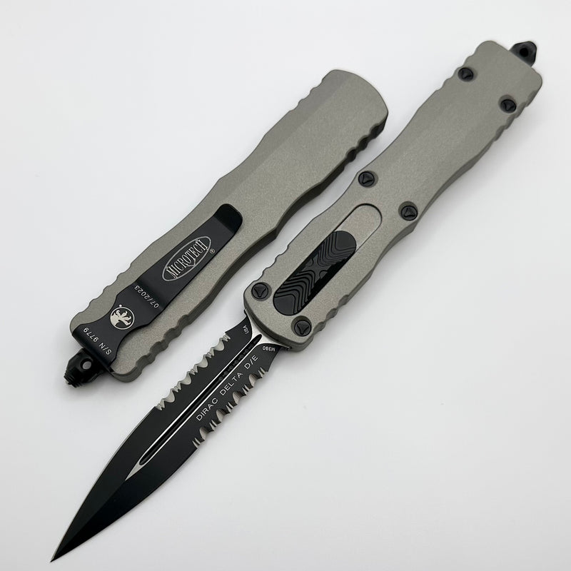 Microtech Dirac Delta Double Edge Partial Serrated “Titanium Colored” Gray Standard 227-2TG