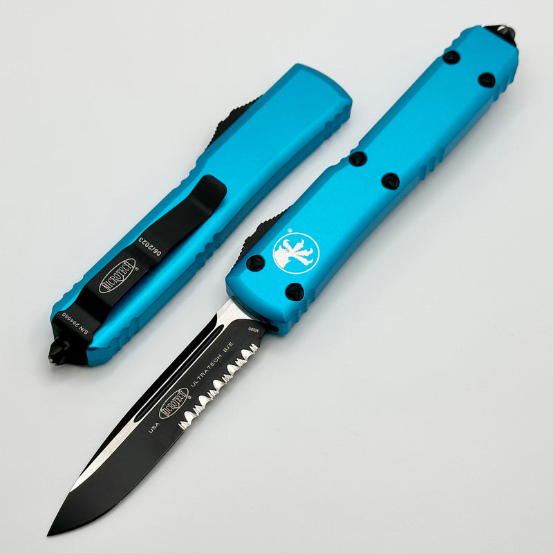 Microtech Ultratech Black S/E Partial Serrated & Turquoise 121-2TQ