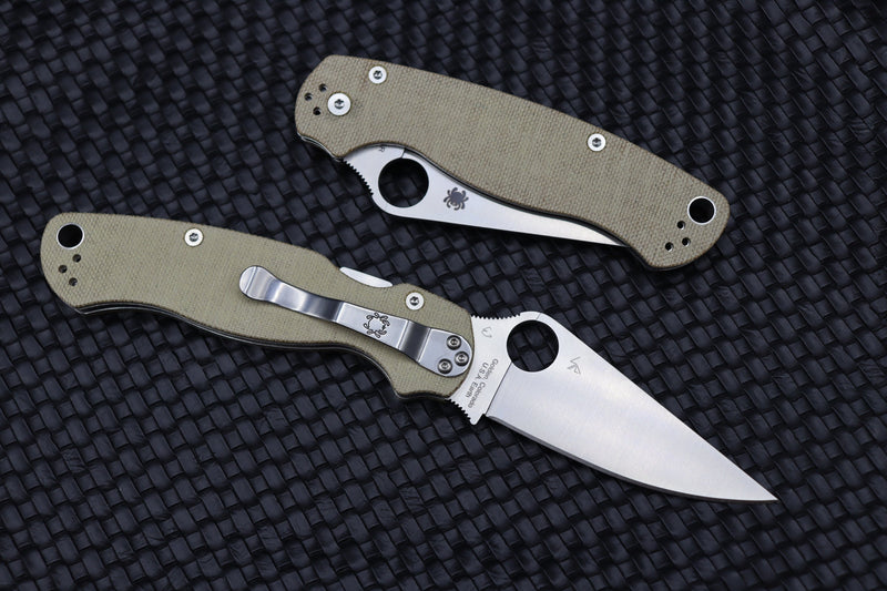 Spyderco Paramilitary 2 PM Cruwear & Brown Canvas Micarta C81MPCW2