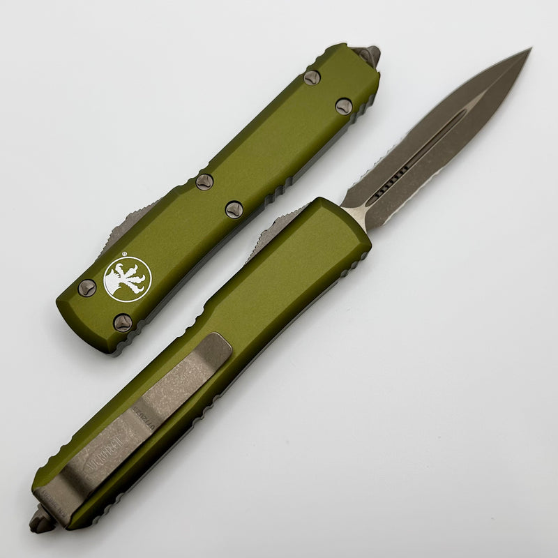 Microtech Ultratech w/ Double Edge Partial Serrated Bronze Apocalyptic & OD Green 122-14APOD