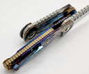 Marfione Custom Knives Warhound Mirror Polish & Galatic Acid Titanium Handles w/ Bronze Titanium Hardware