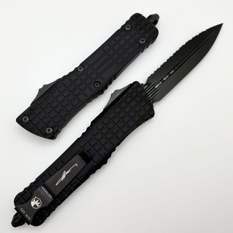 Microtech Combat Troodon Delta Frag Fluted DLC Double Edge Fully Serrated Signature Series 142-3CT-DS