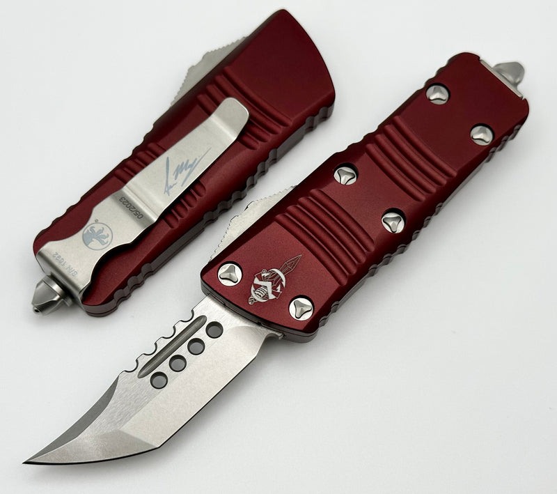 Microtech Mini Troodon Hellhound Stonewash & Merlot Signature Series 819-10MRS