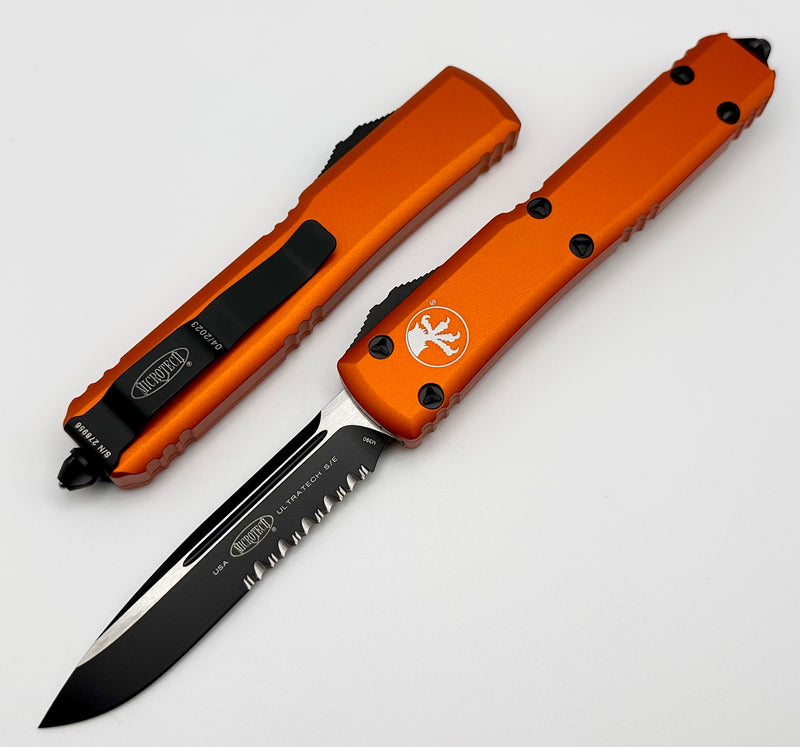Microtech Ultratech Orange & Black Partial Serrated Single Edge 121-2OR