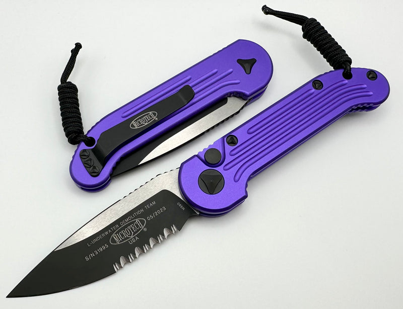 Microtech L.U.D.T Purple & Black Partial Serrated 135-2PU