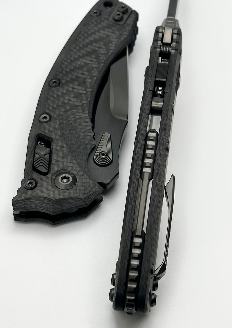Marfione Custom Knives Amphibian RAM-LOK DLC Diamondwash M390 & Carbon Fiber Handles w/ DLC Two Tone Accents