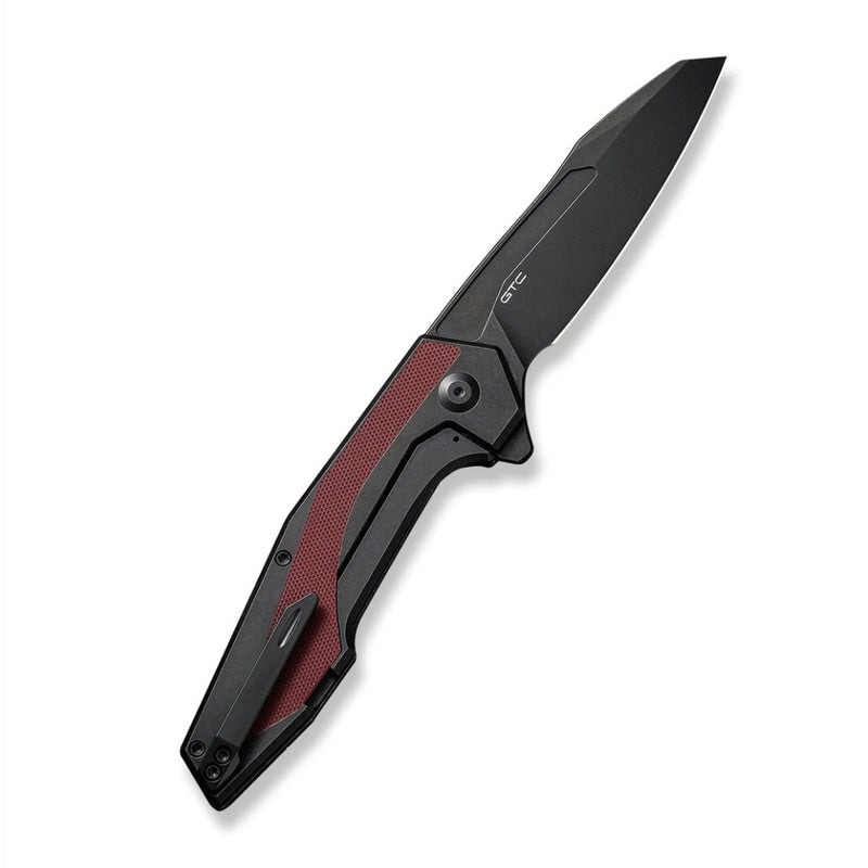 Civivi Knives Hypersonic Flipper Black Steel Handle w/ Burgundy G-10 Inlays & Black Stonewash 14C28N Blade C22011-3