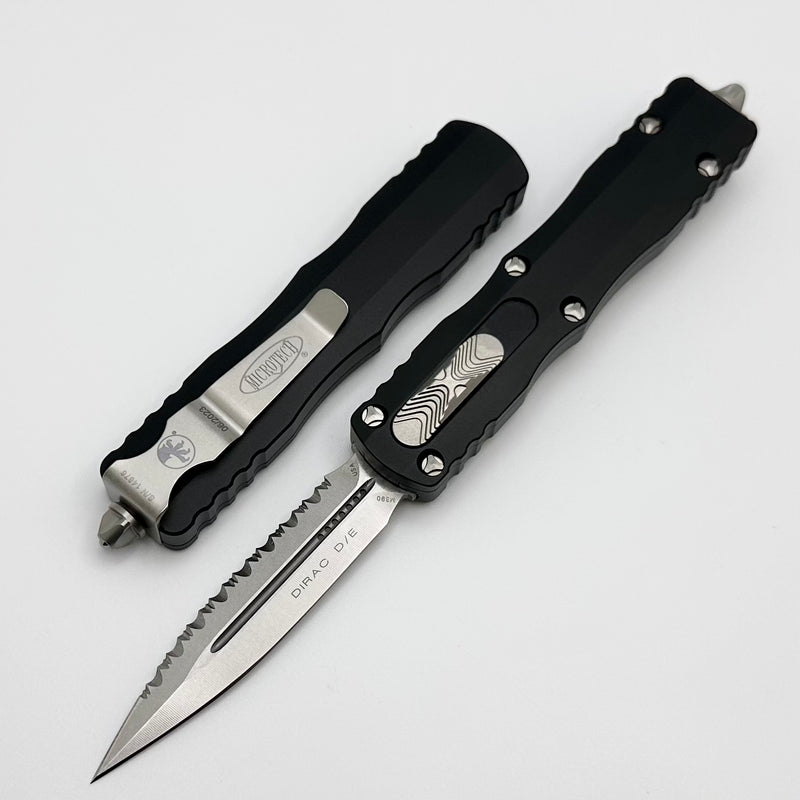 Microtech Dirac D/E Stonewash Full Serrated & Black 225-12