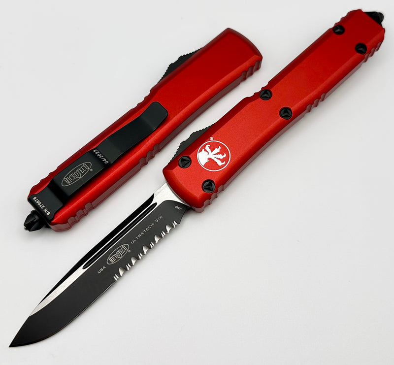 Microtech Ultratech Red & Black Partial Serrated Single Edge 121-2RD