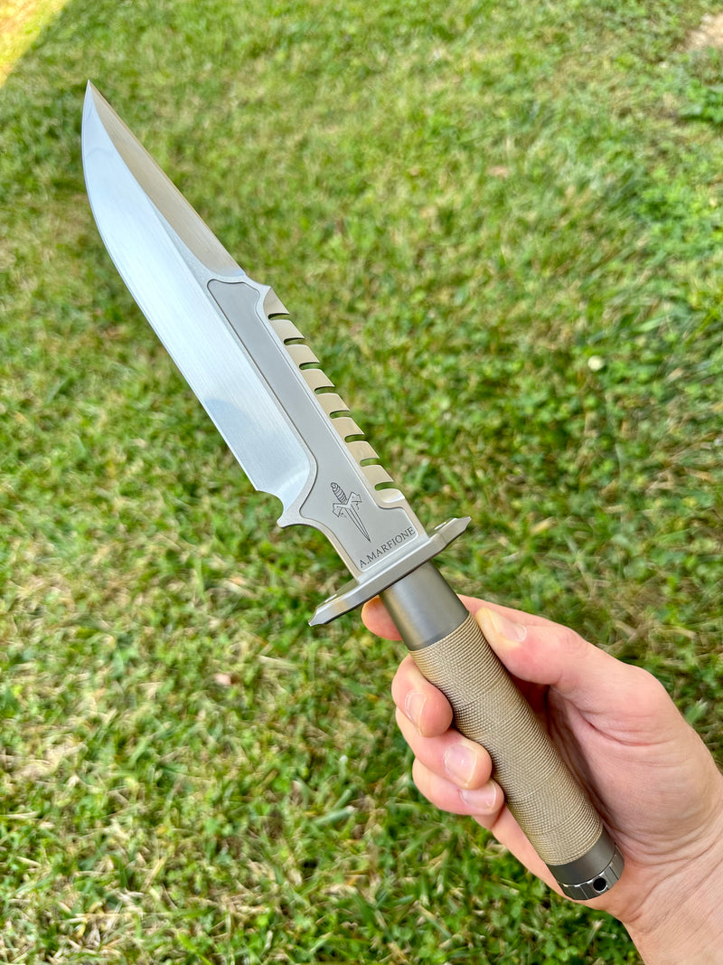 Marfione Custom Knives Interceptor Fixed Blade w/ Tan Wrap & Hand Satin M390