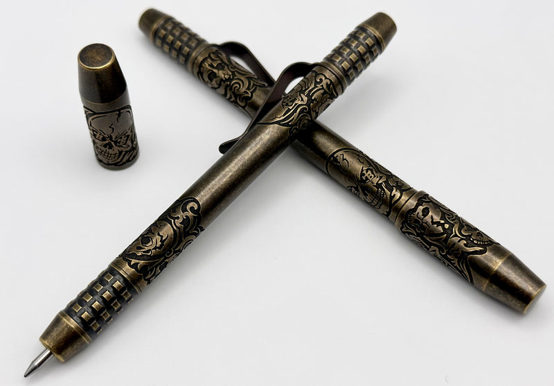 Borka Ti2Design TechLiner Grid Skulls Brass 5" Pen