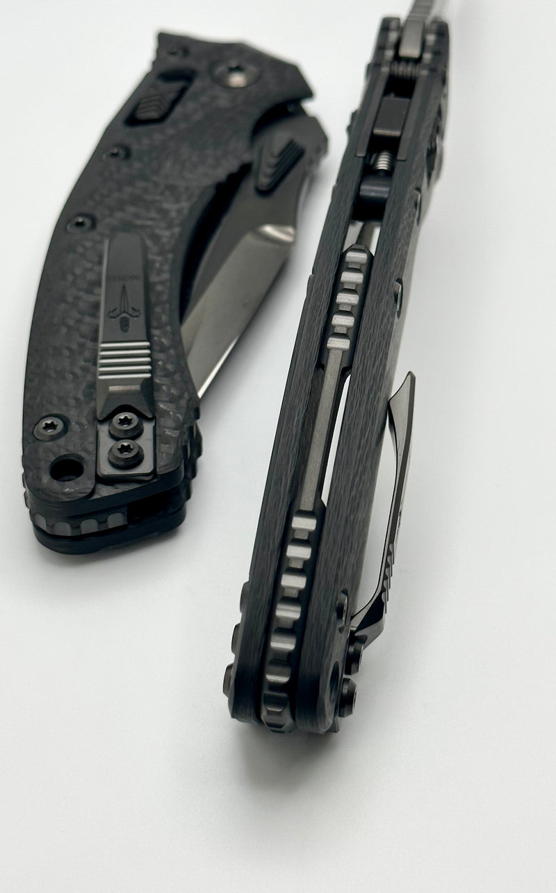 Marfione Custom Knives Amphibian RAM-LOK DLC Two Tone Stonewash M390 & Carbon Fiber Handles w/ DLC Two Tone Accents