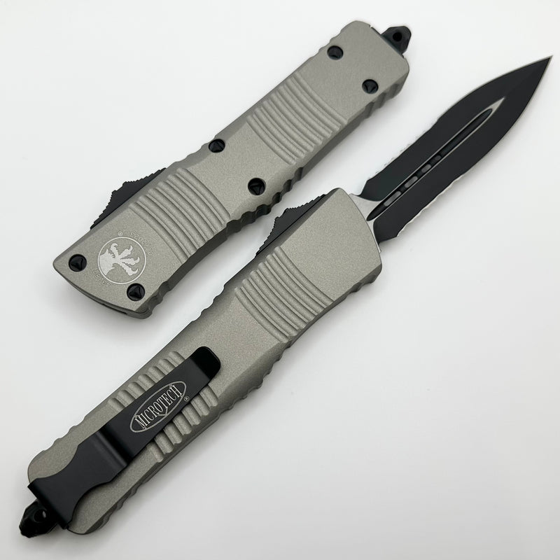 Microtech Combat Troodon "Titanium Colored" Gray & Partial Serrated Black Double Edge 142-2TG