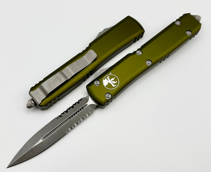 Microtech Ultratech Double Edge Apocalyptic Partial Serrated & OD Green 122-11APOD