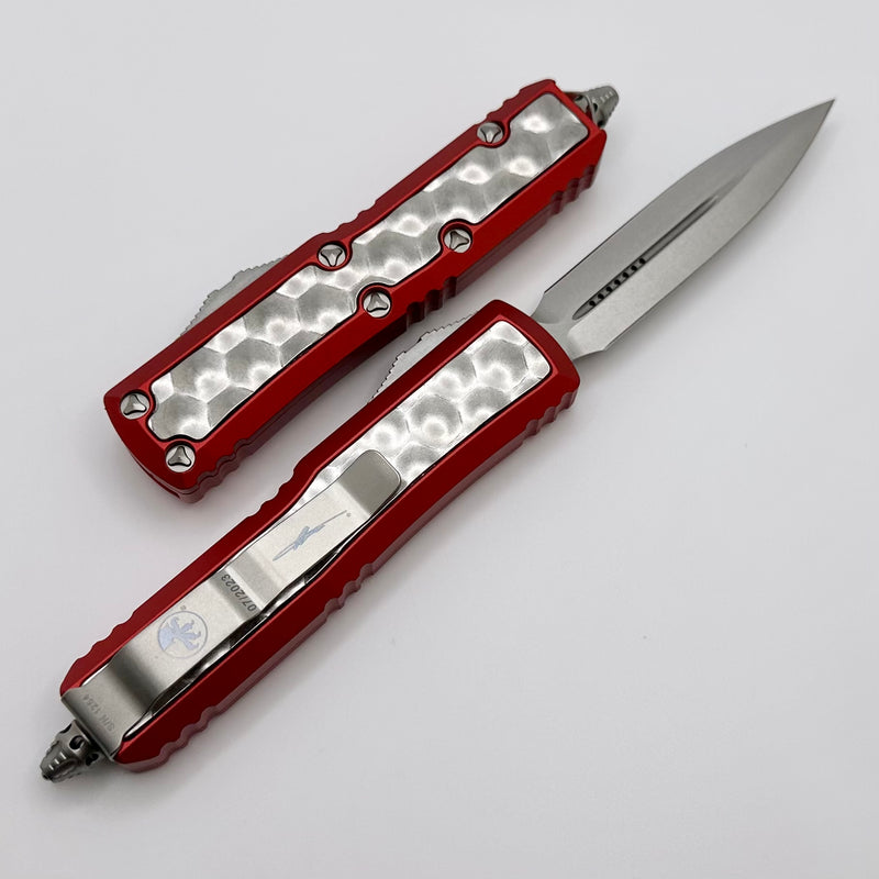 Microtech Red Daytona w/ Brute "Bubble" Inlays & Stonewash Double Edge Signature Series 126-10RDBIS