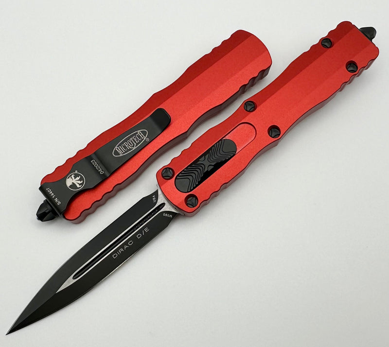 Microtech Dirac Double Edge Black Standard & Red 225-1RD