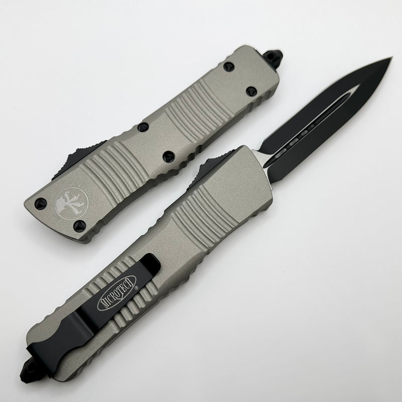 Microtech Combat Troodon Double Edge Black Standard & "Titanium Colored" Gray 142-1TG
