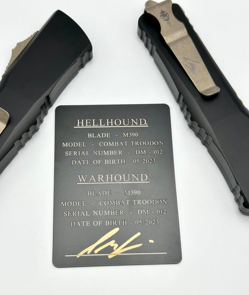 Microtech Combat Troodon Dead Mans Hand Hellhound & Warhound Set Signature Series Bronze Apocalyptic Standard 219-13SETDMS